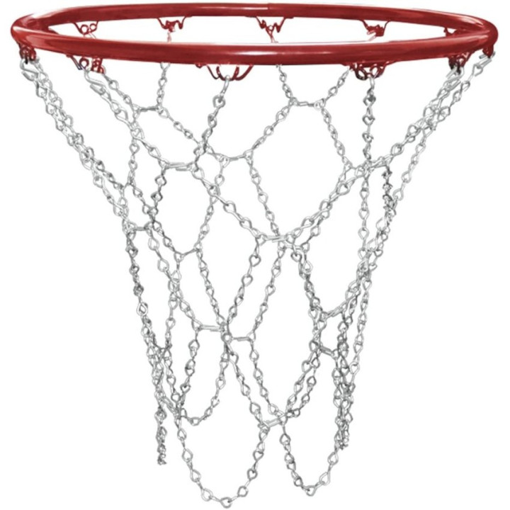 Pair of chromed steel basketball nets for outdoor basketball systems