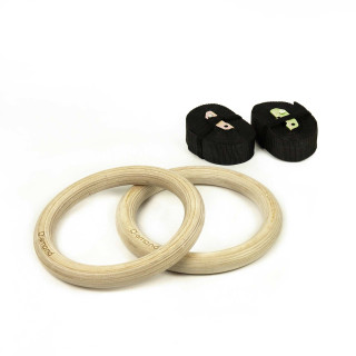 Coppia Anelli Ginnastica In Legno Diamond Con Strap 3,8 MM