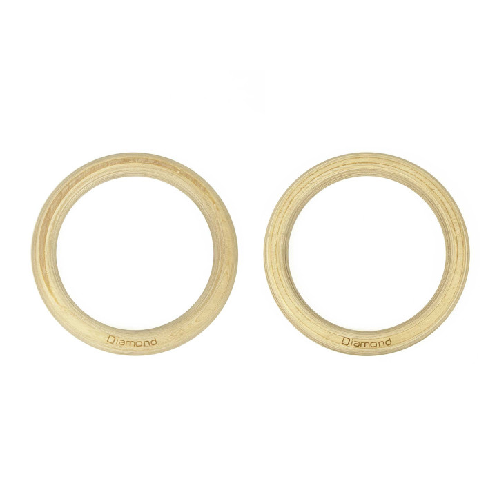 Coppia Anelli Ginnastica In Legno Diamond Con Strap 3,8 MM