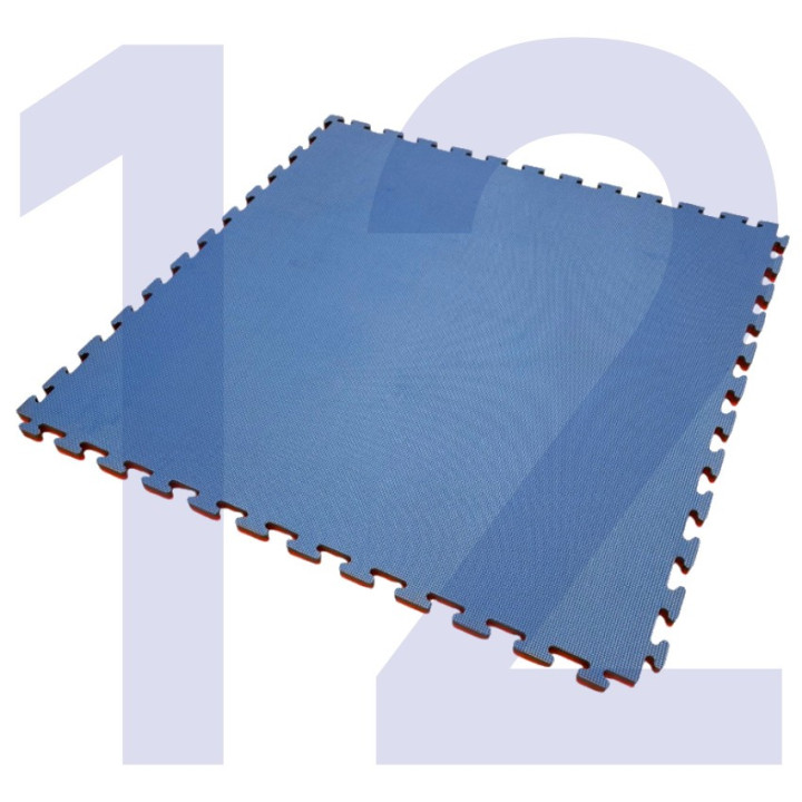 Kit of 12 interlocking tatami mats 100x100x2(h) cm complete with perimeter frame