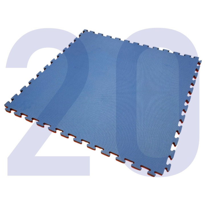 Kit of 20 interlocking tatami mats 100x100x2(h) cm complete with perimeter frame