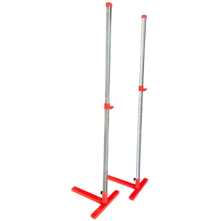Pair of Galvanized Steel School Training High Jump Stands – Adjustable Height from 55 to 200 cm