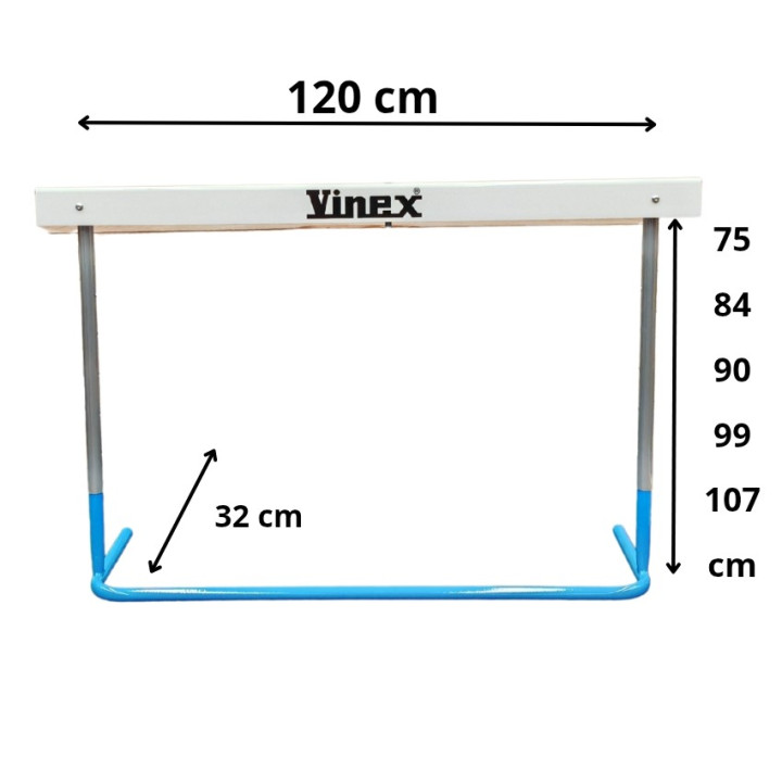 Adjustable training hurdle from 75-84-90-99-107 cm