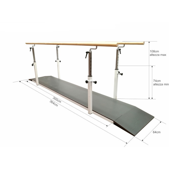 Parallel Bars for Rehabilitation and Walking in Steel and Wood