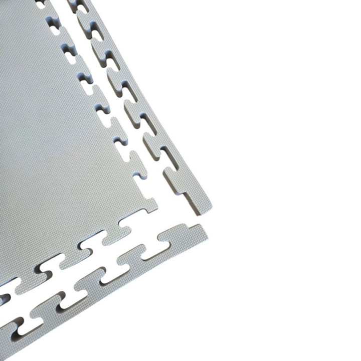 Kit 12 Interlocking Tatamis for Gym 100x100x4 cm - With Perimeter Frame - Judo Mats - Black - Grey