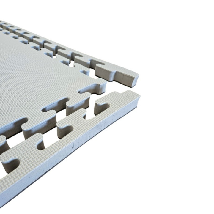 Kit 12 Interlocking Tatamis for Gym 100x100x4 cm - With Perimeter Frame - Judo Mats - Black - Grey