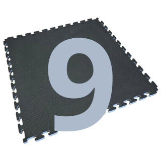Kit 9 Interlocking Tatamis for Gym 100x100x4 cm - With Perimeter Frame - Judo Mats - Black - Grey
