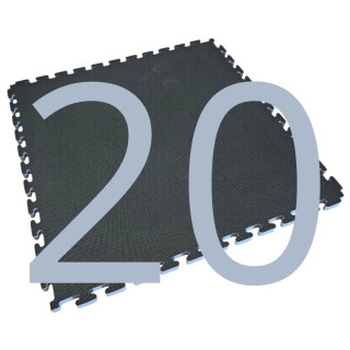 Kit 20 Interlocking Tatamis for Gym 100x100x4 cm - With Perimeter Frame - Judo Mats - Black - Grey