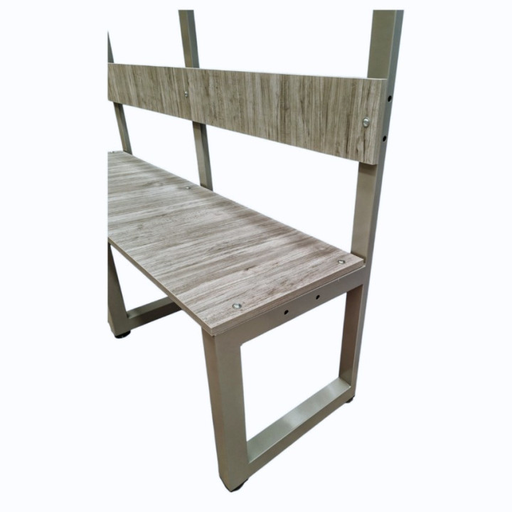 Bench for changing room with backrest, bag rest and shoe rack design model