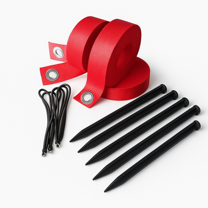Beach volleyball kit complete with 80 mm posts, competition net and court lines