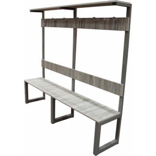 Bench for changing room with backrest, bag rest and shoe rack design model