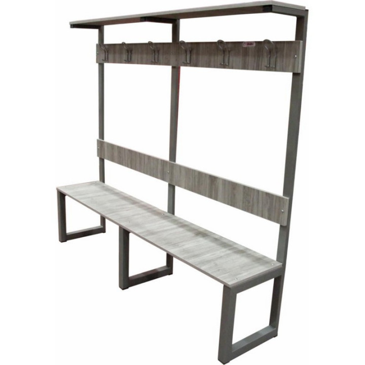 Bench for changing room with backrest, bag rest and shoe rack design model