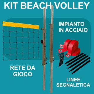 Beach volleyball kit complete with 80 mm posts, net and court lines