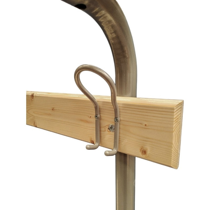 Bench for changing room with backrest, bag rest and shoe rack