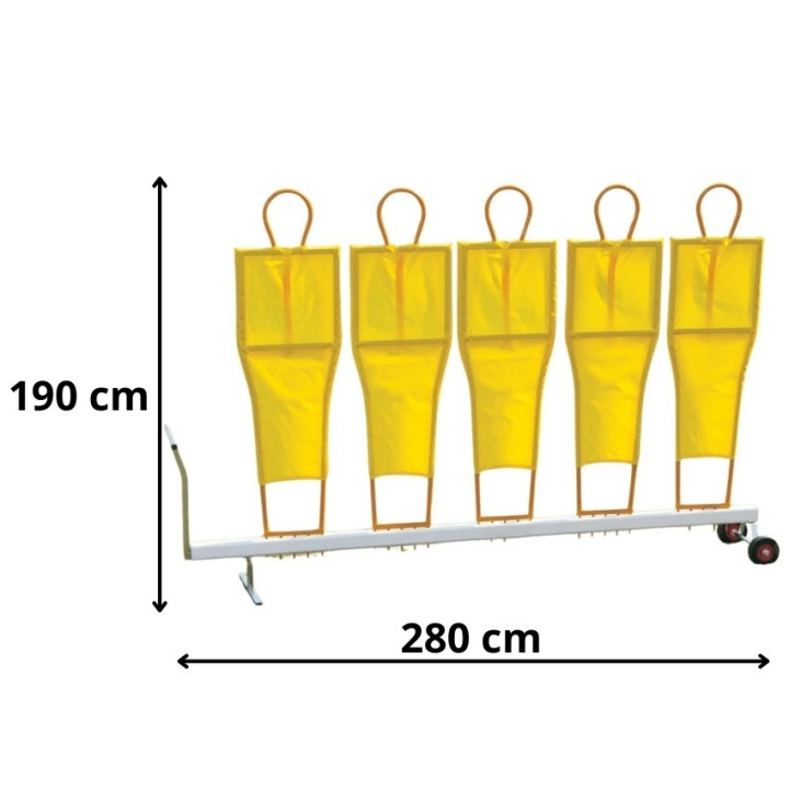 Carrello barriera da calcio con 5 sagome 160 cm di altezza