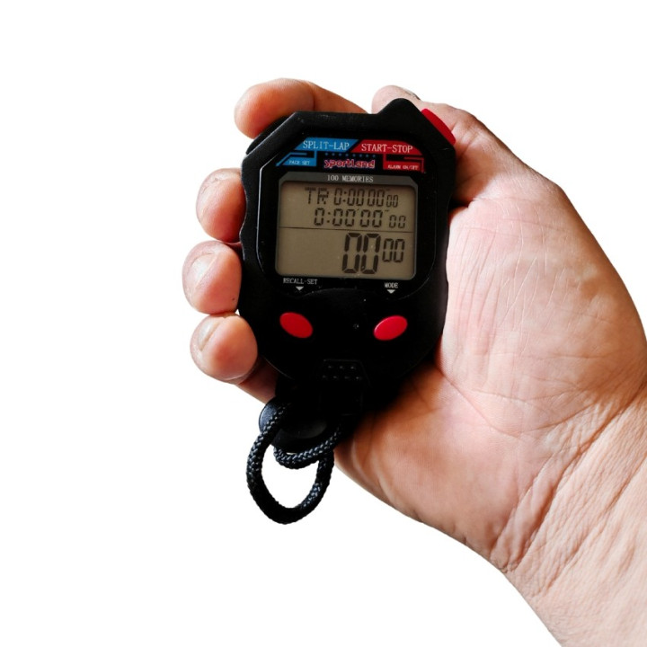 100-Lap Digital Stopwatch – Three-Line Display, Professional Functions