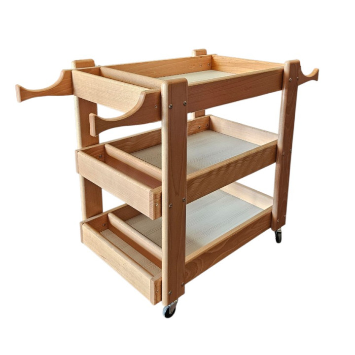 Beech Wood Psychomotor Cart | Multifunctional Equipment Storage Unit for Gyms, Studios, and Schools