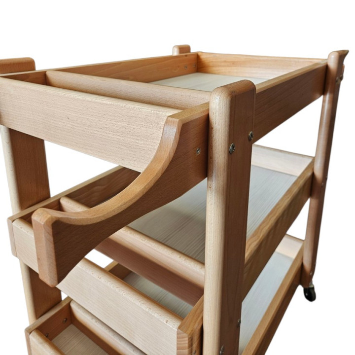 Beech Wood Psychomotor Cart | Multifunctional Equipment Storage Unit for Gyms, Studios, and Schools