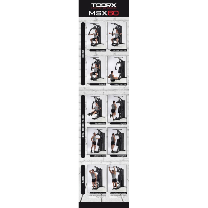 Stazione multifunzione Toorx Msx-60 pacco pesi 70 kg salvaspazio