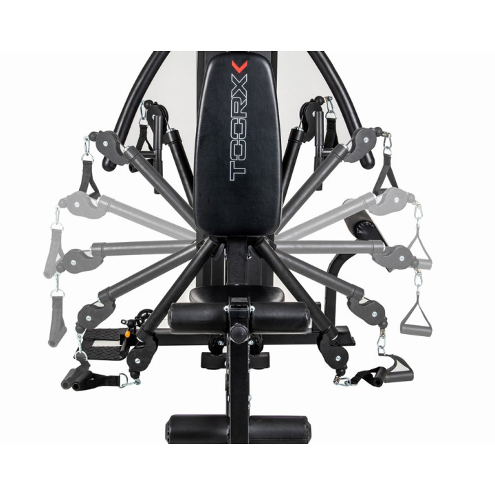 Toorx Msx-90 multifunction station 102 kg weight pack with double free cable and adjustable leg press