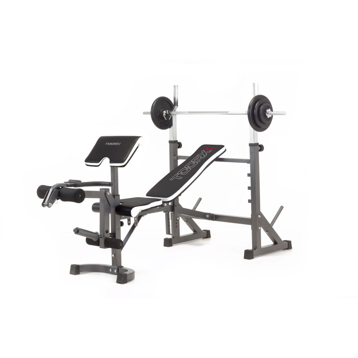 Toorx Wbx 90 foldable barbell bench with leg extension and arm curl