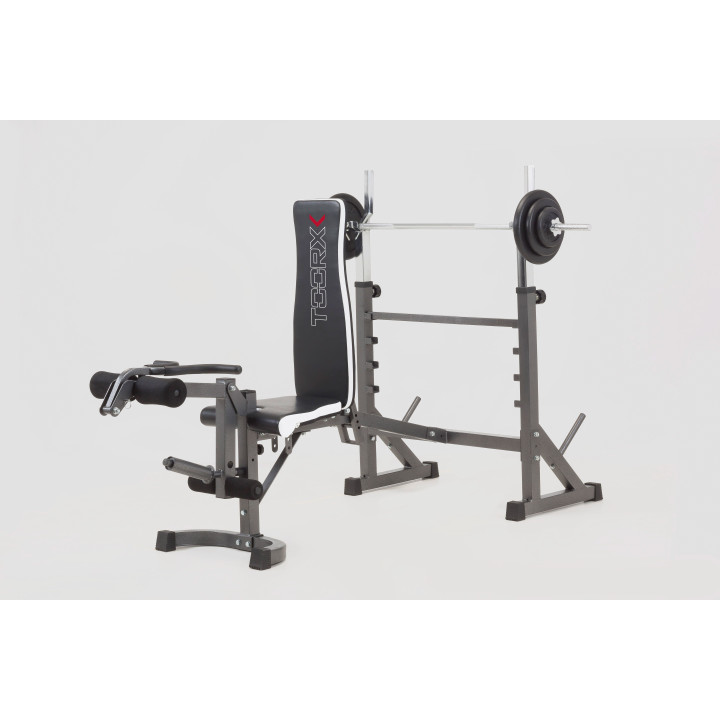 Toorx Wbx 90 foldable barbell bench with leg extension and arm curl
