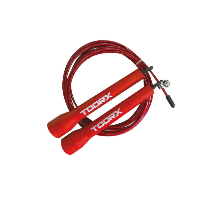 Steel fast skipping rope with red plastic knobs Toorx