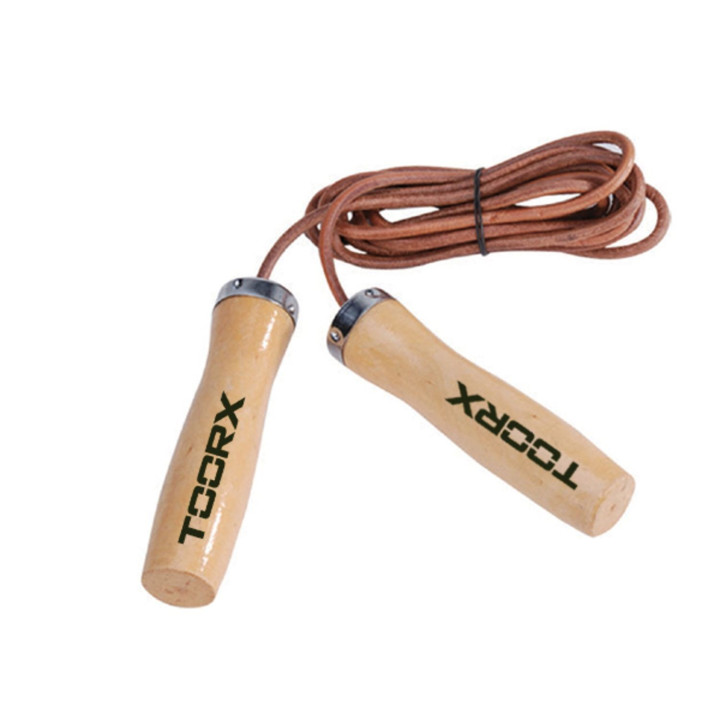Leather skipping rope with Toorx wooden grips