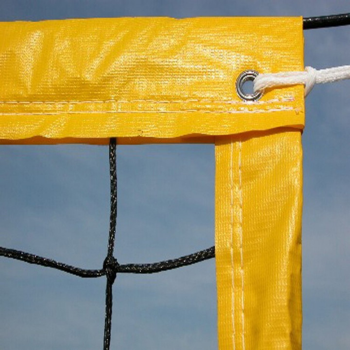 Beach volleyball net with PVC perimeter border
