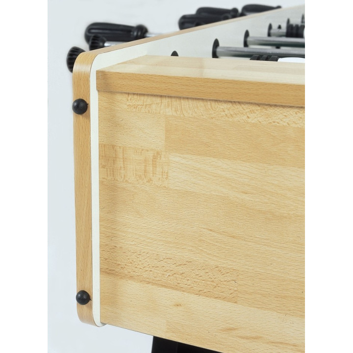 Garlando F-20 maple table football with protruding rods and folding legs