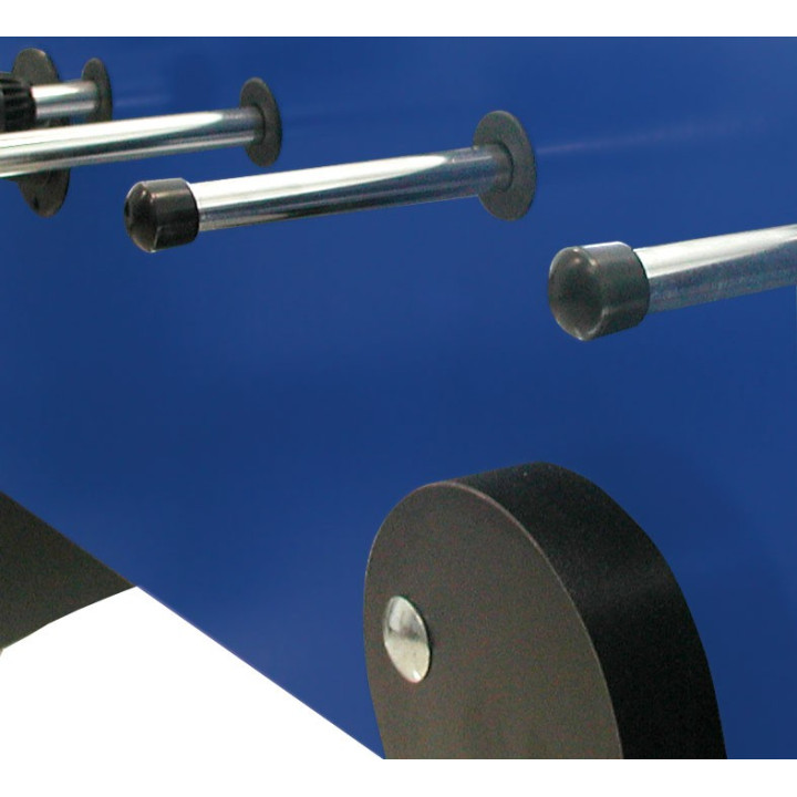 Garlando F-20 blue table football with protruding rods and folding legs