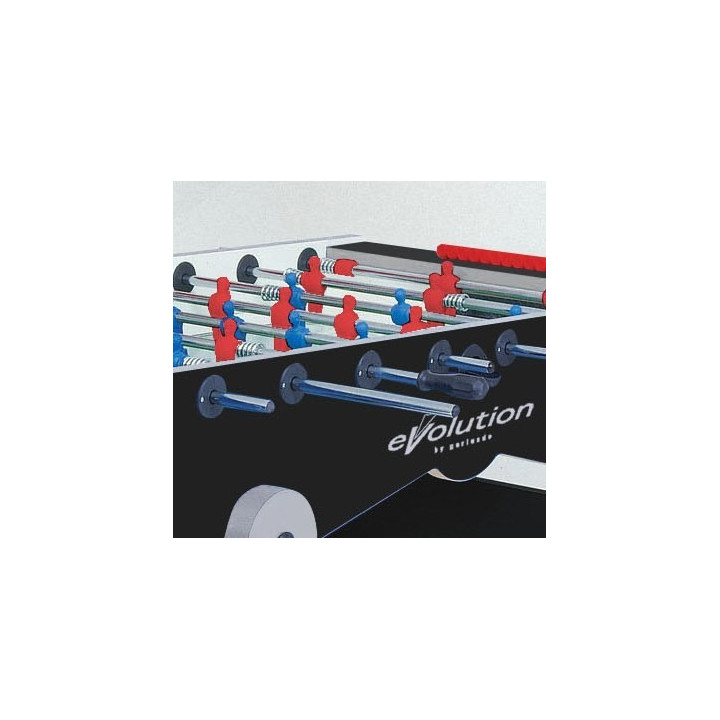 Garlando Foldy Evolution table football with protruding rods and folding legs