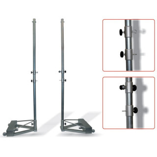 Volleyball system with weighted base transportable with wheels