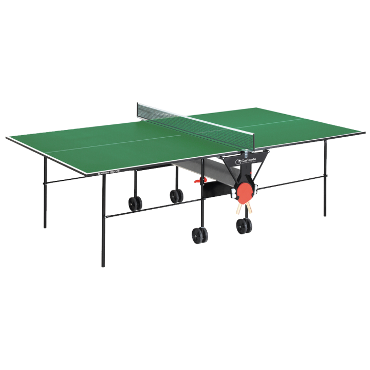Garlando Training indoor table tennis with green surface wheels for indoors