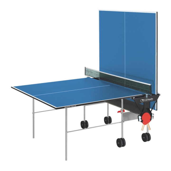 Garlando Training indoor table tennis with blue floor wheels for indoors