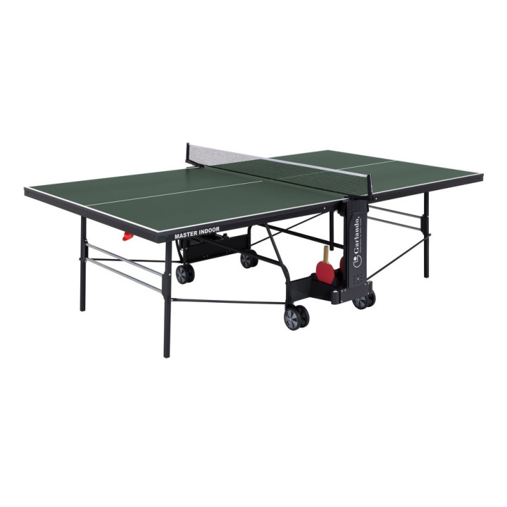 Garlando Master Indoor table tennis with green wheels for indoor use