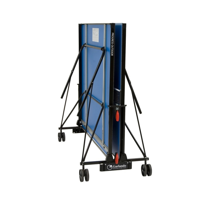 Garlando Progress Outdoor table tennis with blue floor wheels for outdoor use