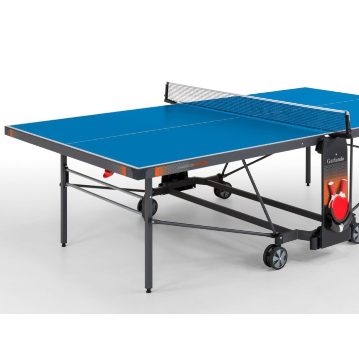 Garlando Champion Outdoor table tennis with blue floor wheels for outdoor