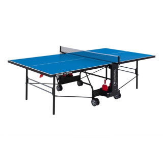 Garlando Master Outdoor table tennis with blue floor wheels for outdoor use