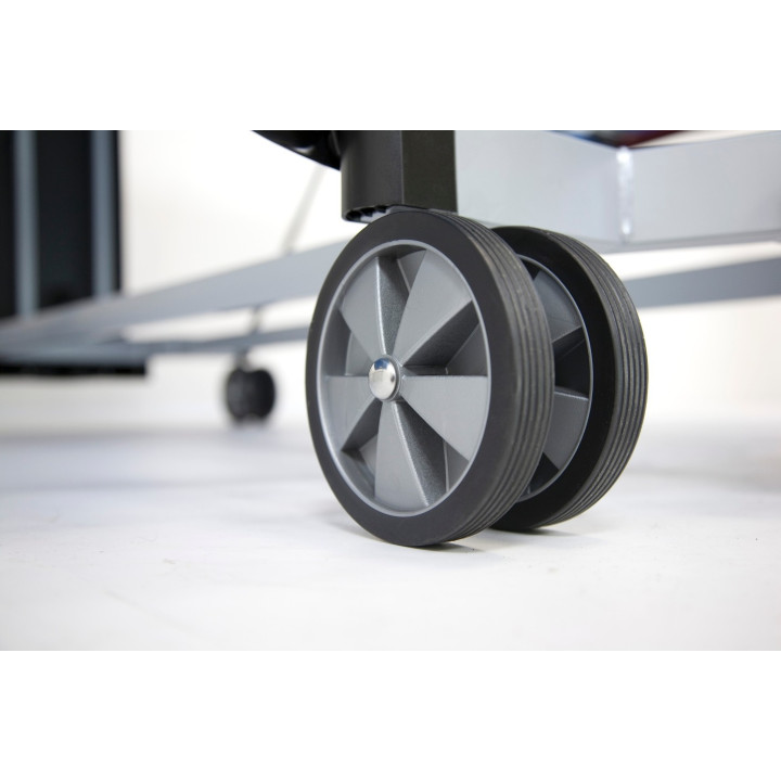 Garlando Master Outdoor table tennis with blue floor wheels for outdoor use