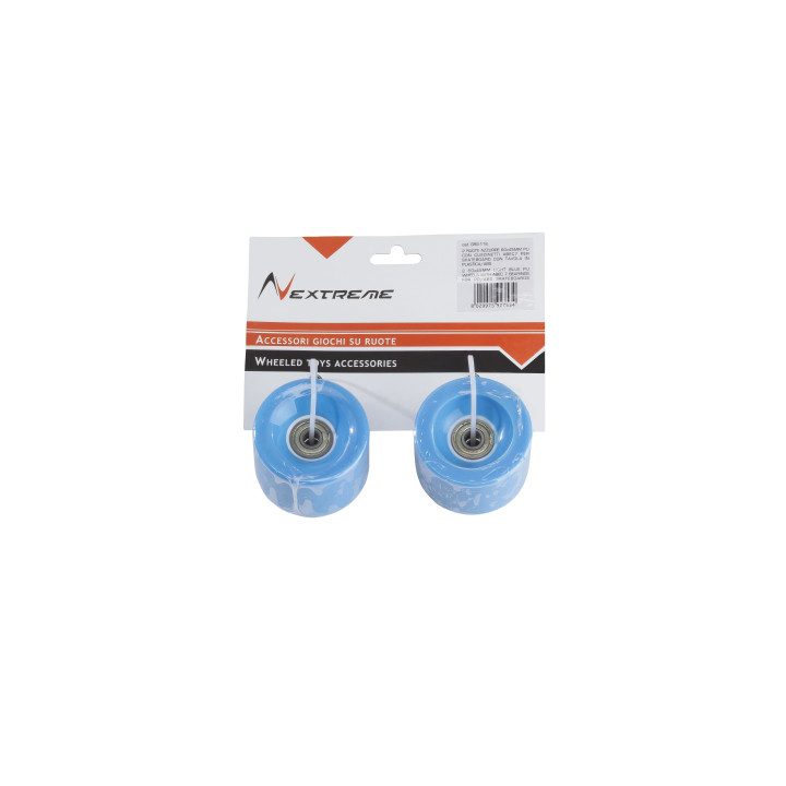 Coppia ruote azzurre 60x45 mm PU con cuscinetti ABEC7 per skateboard con tavola in polipropilene/abs Nextreme