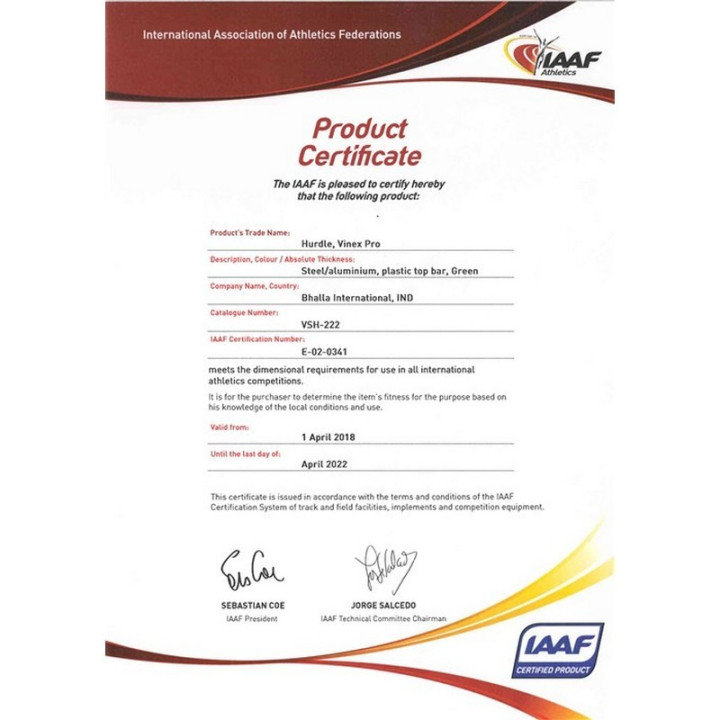 IAAF-certified Olympic competition obstacle that can be graduated to five heights