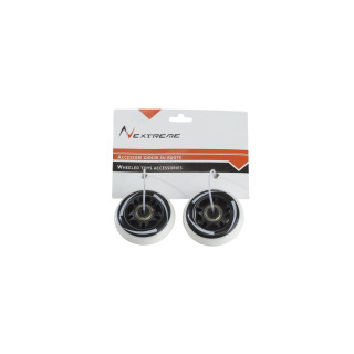 Pair of white wheels diameter 70 mm PU with ABEC7 bearings and safety lights for Nextreme inline skates