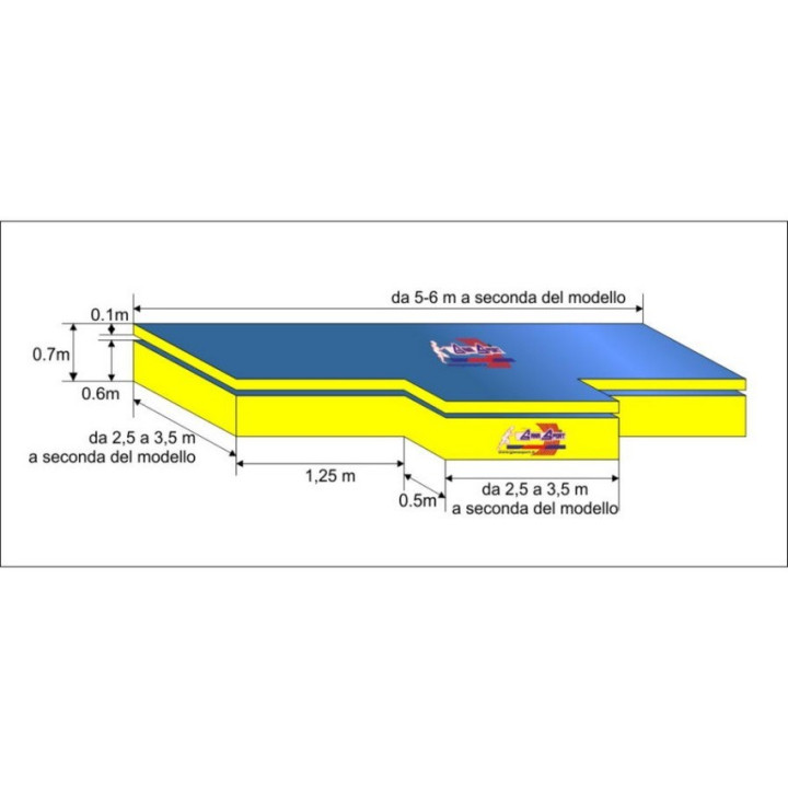 Monocube type high jump fall area complete with nail-proof mat