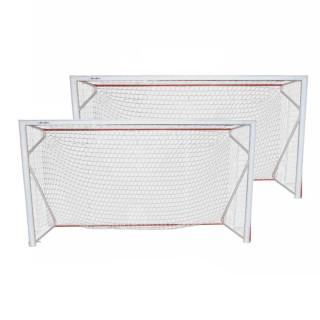 Pair of reduced 5x2m steel football goals