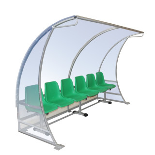 Pitchside bench for football coaches and reserves - Transparent polycarbonate cover
