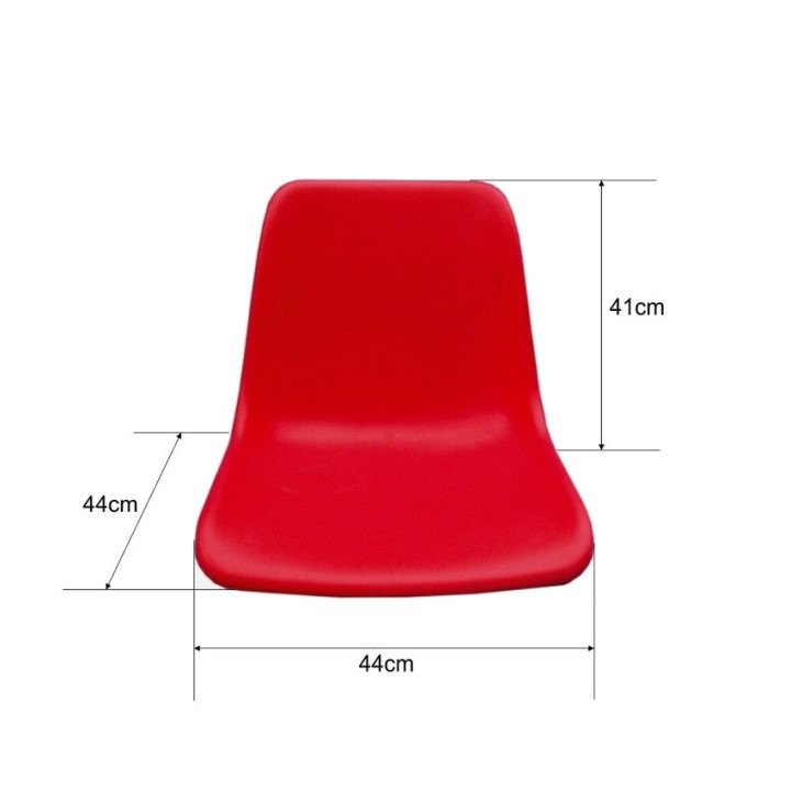 Monobloc seat with high backrest for courtside benches