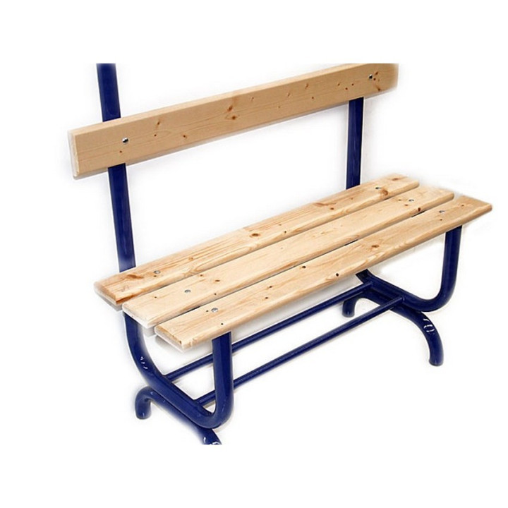 Bench for changing room with backrest, bag rest and shoe rack