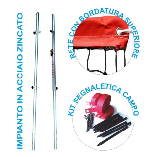 Beach tennis kit complete with 50 mm posts, net and court lines
