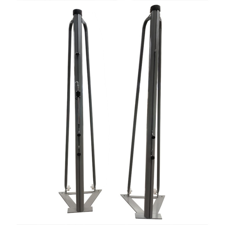 Volleyball system with aluminum trellis with V base